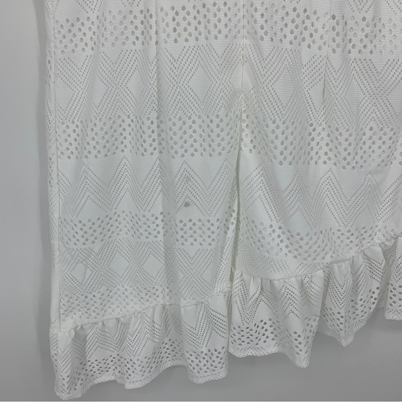 Kate Kasin womens 2XL dress White Ruffles Tie Cutout Asymmetrical NEW - Picture 9 of 11